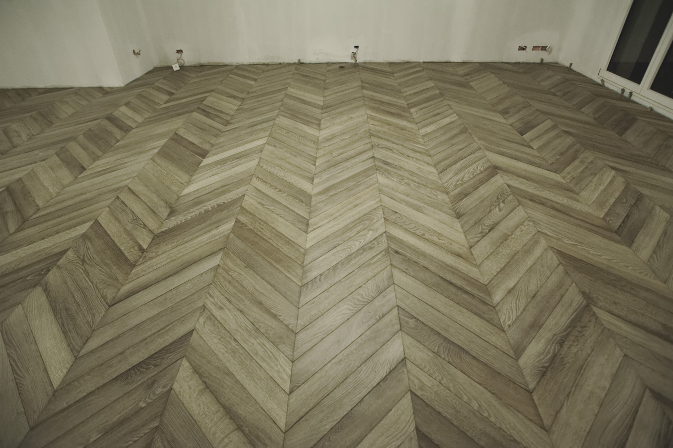 Parquet floor chevron with a  angle of 45 