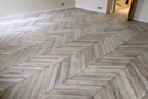 Parquet floor chevron in oak gray leached