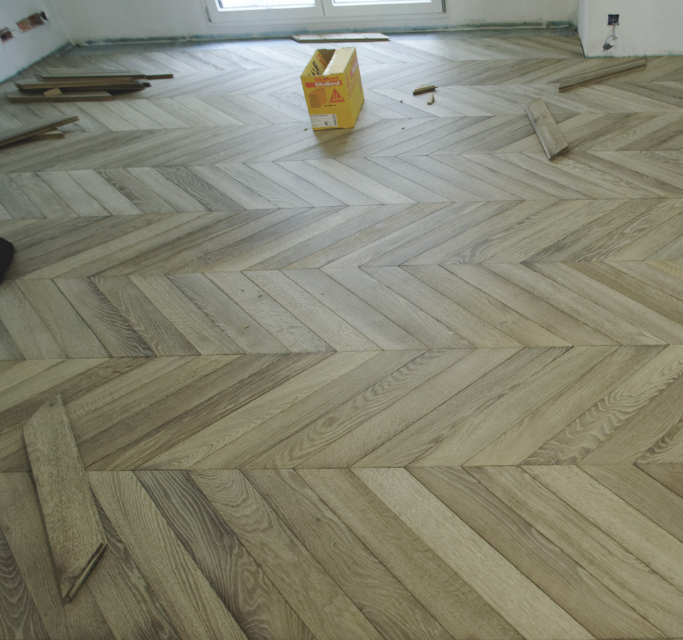 Parquet chevron avec un angle de 45