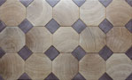 Parquet bois debout, Octogones en chne avec cabochons  en noyer US