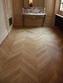 Herringbone parquet in the bathroom